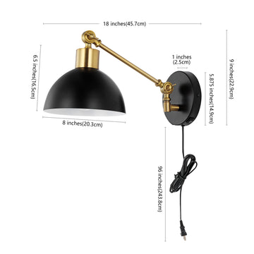 Lisa 18" Swing Arm Modern Midcentury Iron USB Charging Port LED Sconce - JONATHAN Y